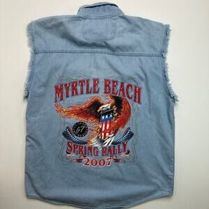 Y2K Vintage Biker Rally 2007 Sleeveless Button Front Shirt